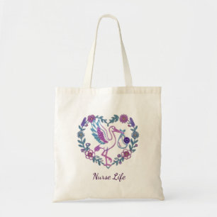 Floral Bird Nurse Life Design Tote Bag