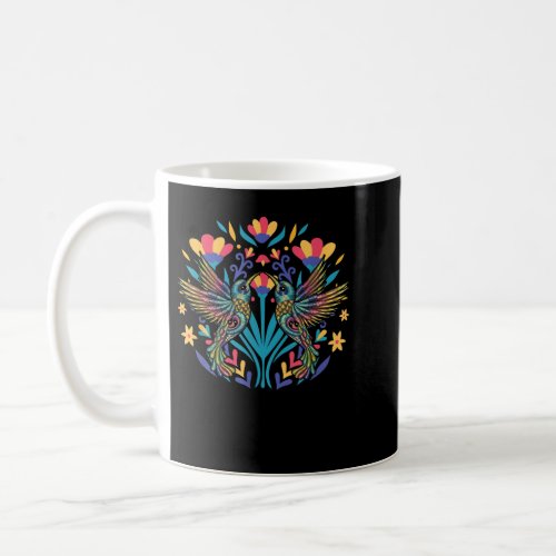 Floral Bird Otomi Mexican Embroidery Style Mexican Coffee Mug