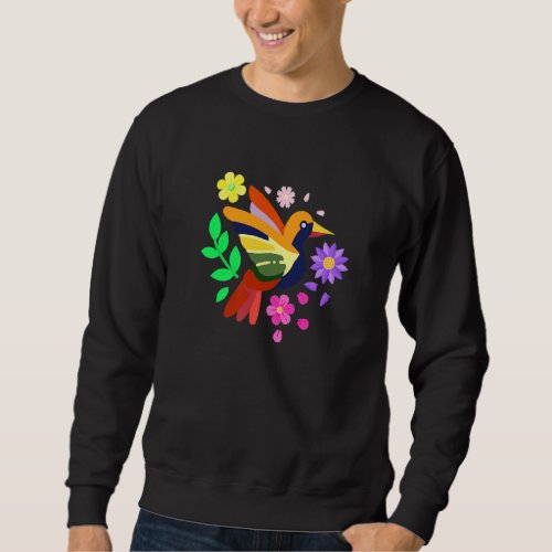 Floral Bird Otomi Mexican Embroidery Style Mexican Sweatshirt