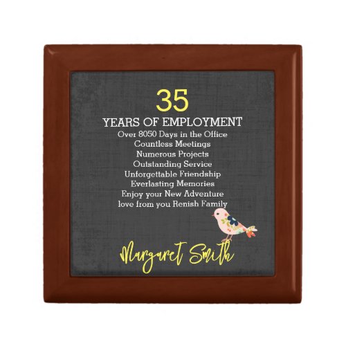 floral bird Retirement keepsake trinket for her Keepsake Box