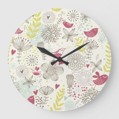 floral bird vector Clock