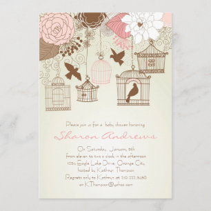 Floral Birdcage Baby Shower Invitation