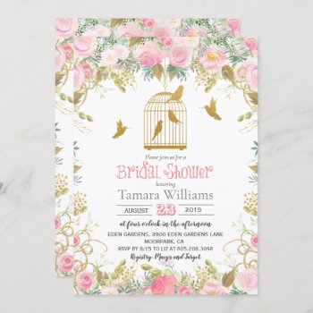 Floral Birdcage Bridal Shower Invitation by PaperandPomp at Zazzle