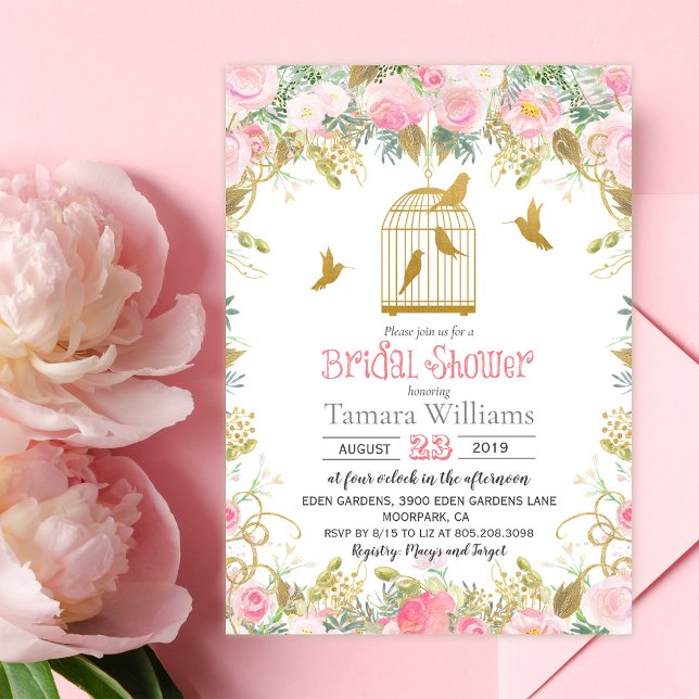Floral Birdcage Bridal Shower Invitation (Creator Uploaded)