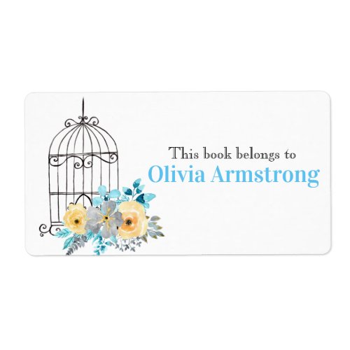 Floral Birdcage Personalized Book Belongs To Label