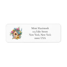Floral Birdhouse Return Address Labels