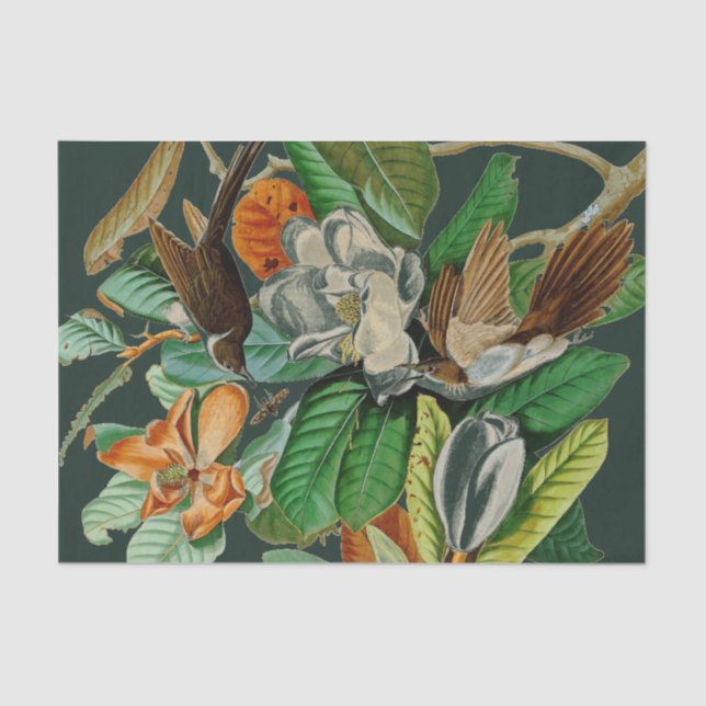 Floral Birds Dramatic Decoupage Tissue Paper (Front)