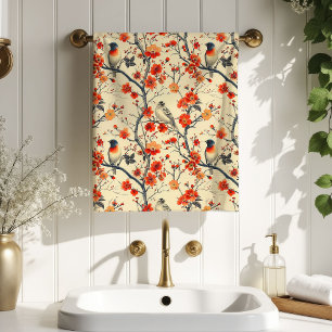Floral Birds Towel Vintage Fall Gift for Elders