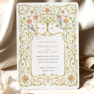 Floral & Birds Victorian Garden Wedding Invitation