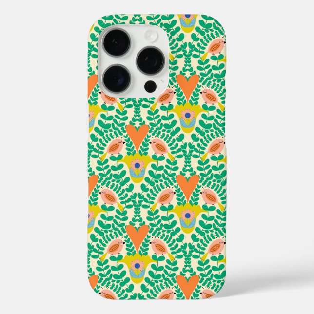 Floral birds with hearts Case-Mate iPhone case (Back)