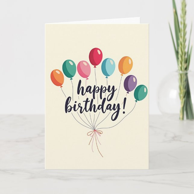 Floral Birthday Balloons Card (Front)