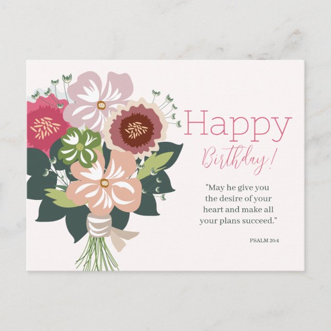 Floral Birthday Blessing Postcard (Front)