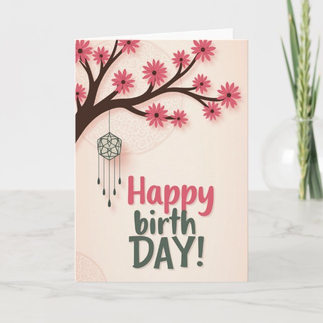 Floral Birthday Branch Card (Front)