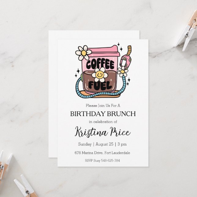 floral birthday brunch invitation (Front/Back In Situ)