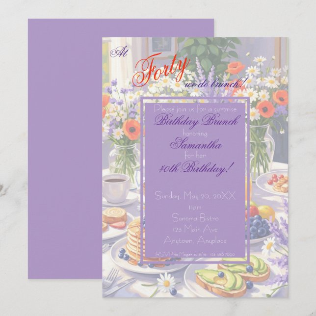 Floral Birthday Brunch Invitation (Front/Back)