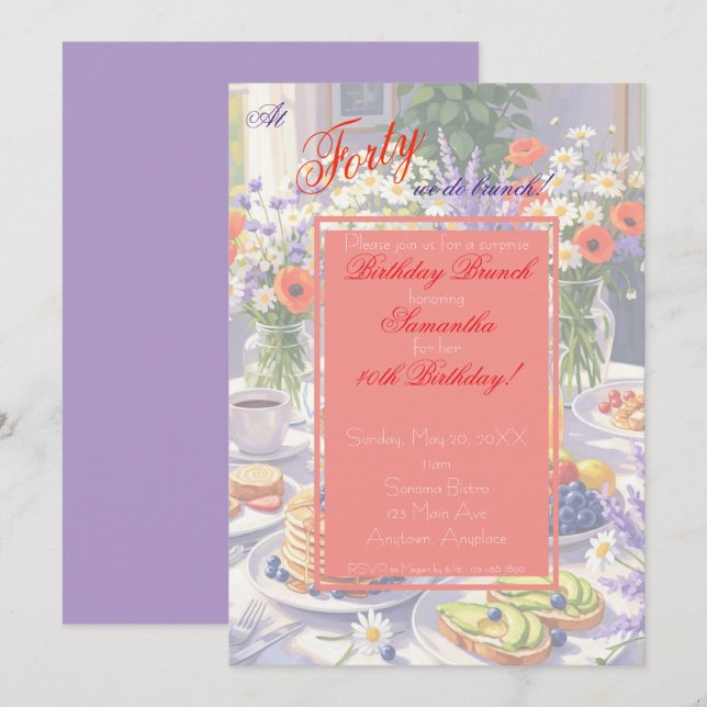 Floral Birthday Brunch Invitation (Front/Back)