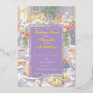 Floral Birthday Brunch Invitation Foil Invitation