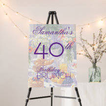 Floral Birthday Brunch Sign Foam Board