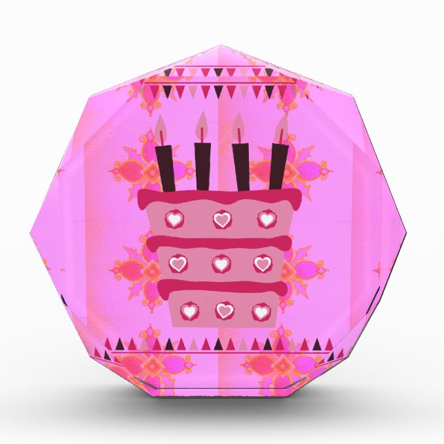 Floral Birthday Cake for Her/Girls Art Print Acrylic Award (Front)