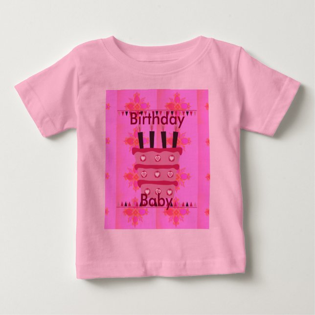 Floral Birthday Cake for Her/Girls Art Print Baby T-Shirt (Front)