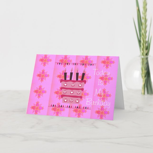Floral Birthday Cake for Her/Girls Art Print Card (Front)
