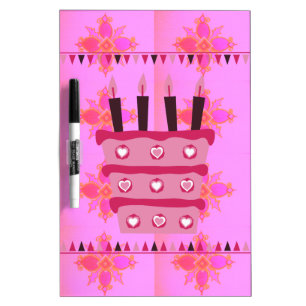 Floral Birthday Cake for Her/Girls Art Print Dry-Erase Board