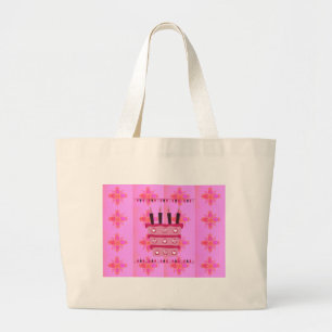 Floral Birthday Cake for Her/Girls Art Print Large Tote Bag