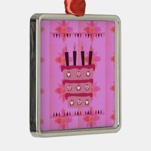 Floral Birthday Cake for Her/Girls Art Print Metal Ornament