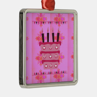 Floral Birthday Cake for Her/Girls Art Print Metal Ornament