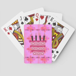 Floral Birthday Cake for Her/Girls Art Print Poker Cards