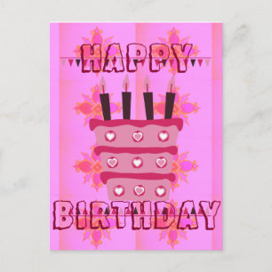 Floral Birthday Cake for Her/Girls Art Print Postcard