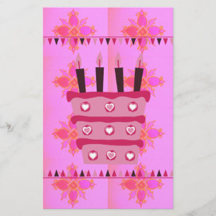 Floral Birthday Cake for Her/Girls Art Print Stationery