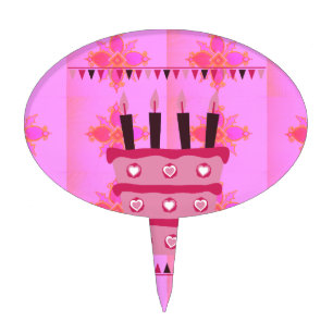 Floral Birthday Cake for Her/Girls Art Print Topper