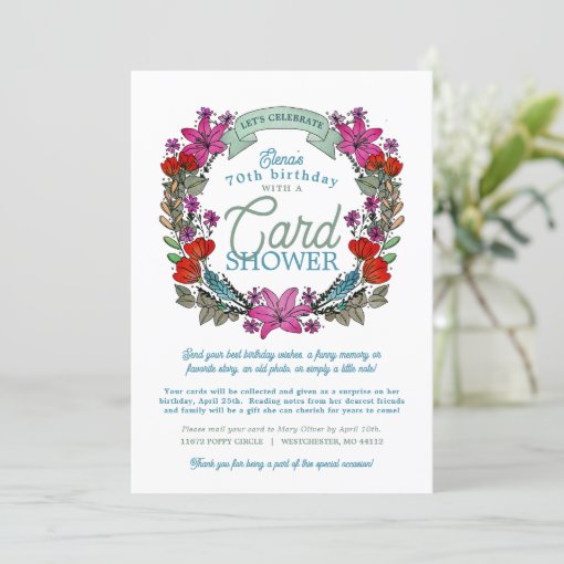 Floral Birthday Card Shower Invitation | Zazzle