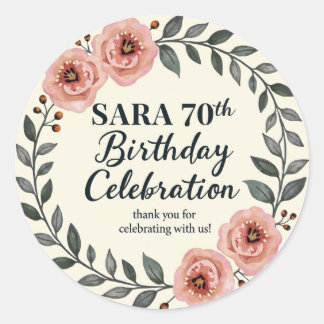 Floral birthday celebration classic round sticker