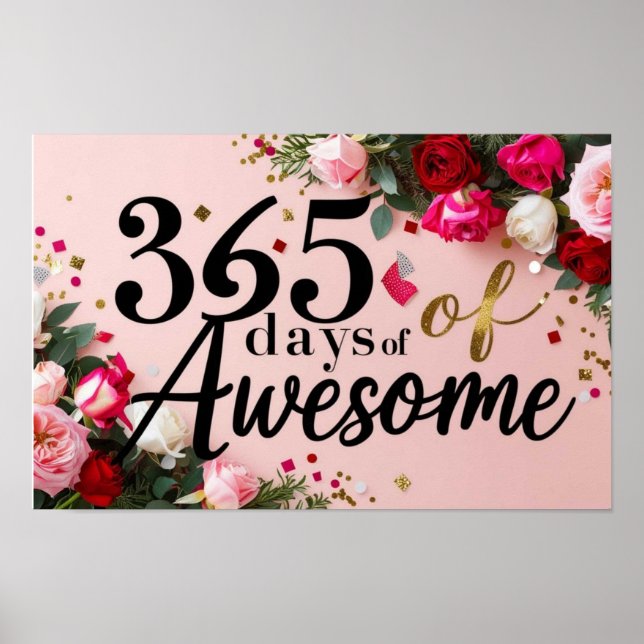 Floral birthday countdown pink poster wall art  (Front)