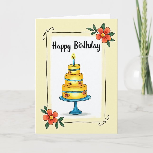 Floral Birthday Delight Card (Front)