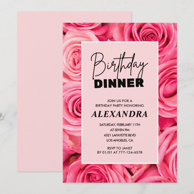 Floral Birthday dinner 86th birthday invitations  (Front/Back)