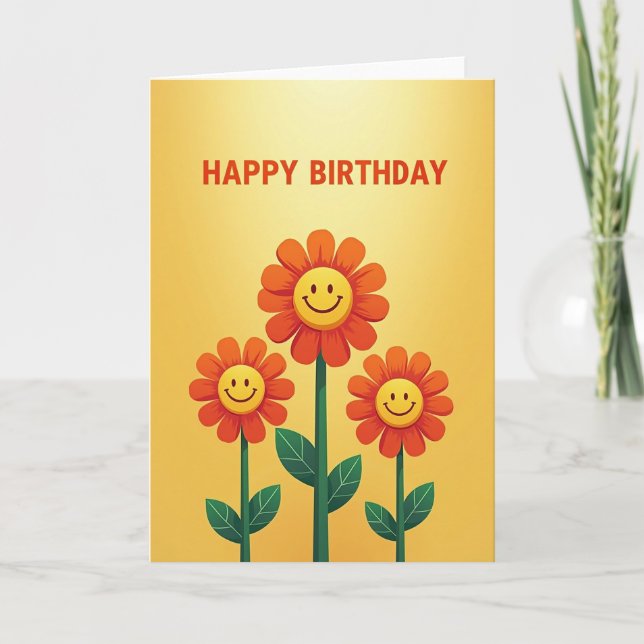 Floral Birthday Faces Card (Front)