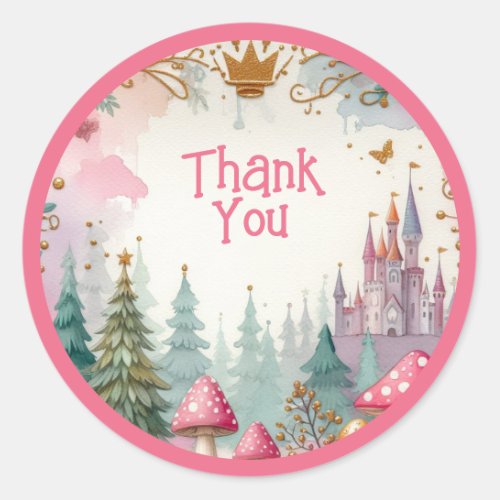 Floral Birthday Fairy Birthday Pink Princess Party Classic Round Sticker