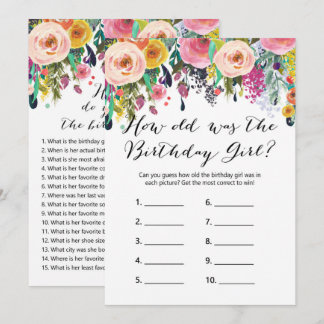 Floral Birthday Games x2 - phone game | who knows Invitation
