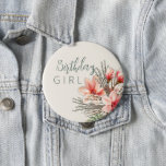Floral Birthday Girl Pussy Willows Button