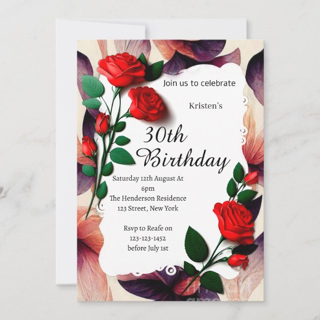 Floral Birthday Invitation (Front)
