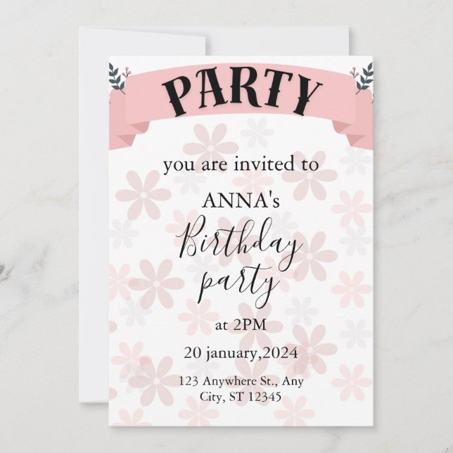 floral birthday invitation (Front)