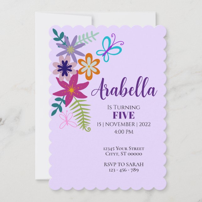 Floral birthday Invitation (Front)