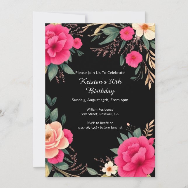 Floral Birthday Invitation (Front)