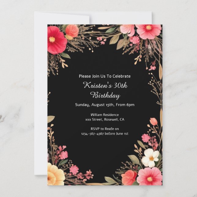 Floral Birthday Invitation (Front)