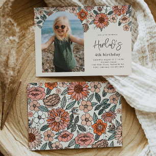 Floral Birthday Invitation   Beach Birthday