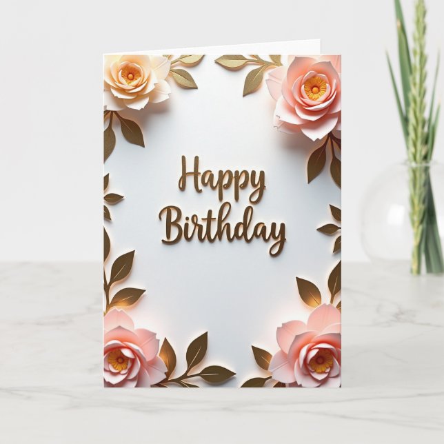 Floral Birthday Papercraft Card (Front)