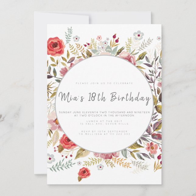 Floral Birthday Party Invitation (Front)